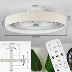 Benasal Plafonnier, Ventilateur de plafond lumineux LED Blanc, 1 lumière, Télécommandes