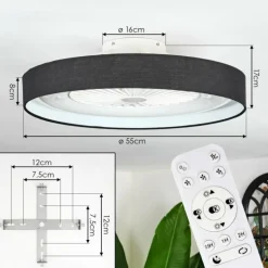 Benasal Plafonnier, Ventilateur de plafond lumineux LED Blanc, 1 lumière, Télécommandes