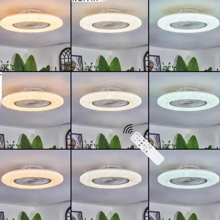 Benesal Plafonnier, Ventilateur de plafond lumineux LED Blanc, 1 lumière, Télécommandes