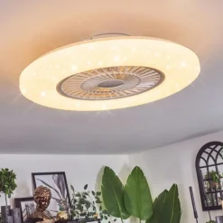 Benesal Plafonnier, Ventilateur de plafond lumineux LED Blanc, 1 lumière, Télécommandes