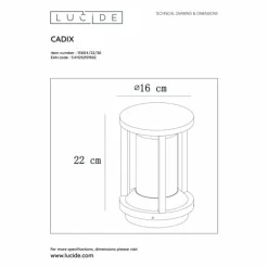 Borne d'éclairage Lucide CADIX Noir, 1 lumière