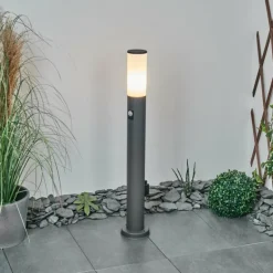 Borne lumineuse Caserta Anthracite, 1 lumière, Détecteur de mouvement