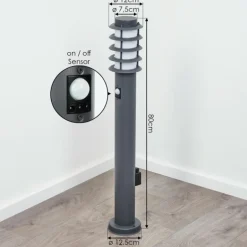 Borne lumineuse Caserta Anthracite, 1 lumière, Détecteur de mouvement