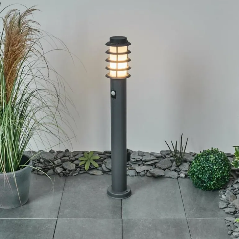 Borne lumineuse Caserta Anthracite, 1 lumière, Détecteur de mouvement