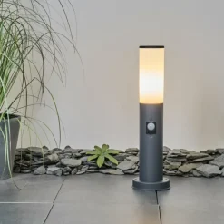 Borne lumineuse Caserta Anthracite, 1 lumière, Détecteur de mouvement