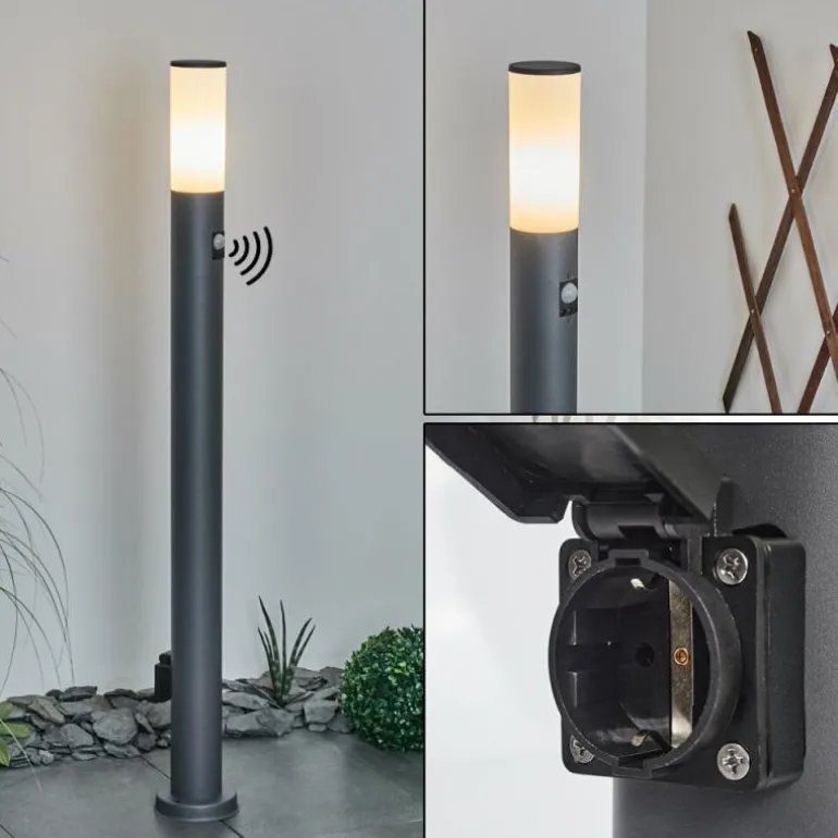 Borne lumineuse Caserta Anthracite, 1 lumière, Détecteur de mouvement