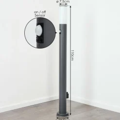 Borne lumineuse Caserta Anthracite, 1 lumière, Détecteur de mouvement