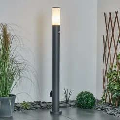 Borne lumineuse Caserta Anthracite, 1 lumière, Détecteur de mouvement