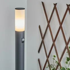 Borne lumineuse Caserta Anthracite, 1 lumière, Détecteur de mouvement