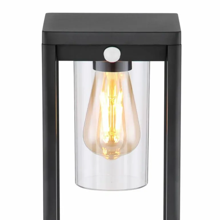 Borne lumineuse Globo CANDELA Noir, 1 lumière, Détecteur de mouvement
