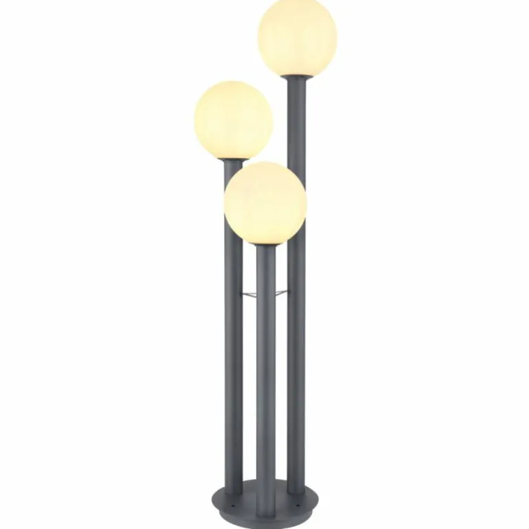 Borne lumineuse Globo LAURA Anthracite, Acier inoxydable, 3 lumières