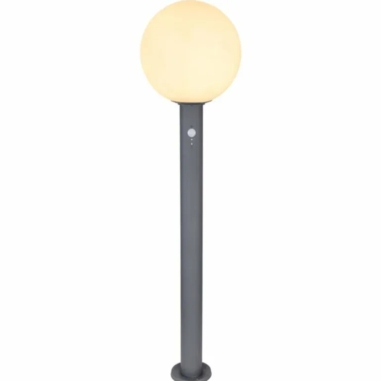 Borne lumineuse Globo OSSY Anthracite, 1 lumière, Détecteur de mouvement