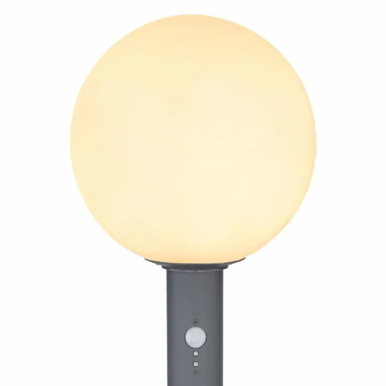 Borne lumineuse Globo OSSY Anthracite, 1 lumière, Détecteur de mouvement