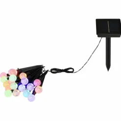 Borne lumineuse Globo SOLAR LED Noir, Transparent, 20 lumières, Changeur de couleurs