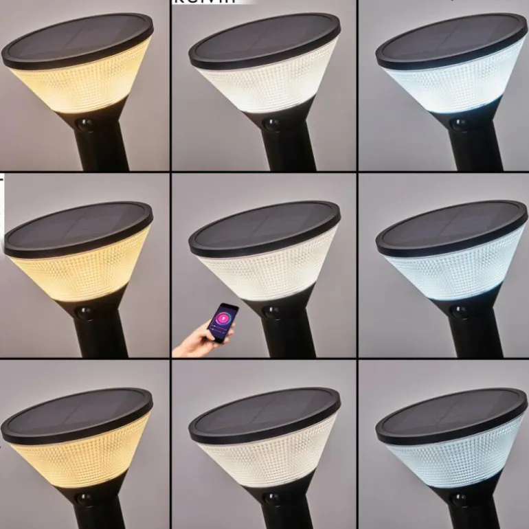 Borne lumineuse Joennierni LED Noir, 1 lumière, Détecteur de mouvement, Changeur de couleurs