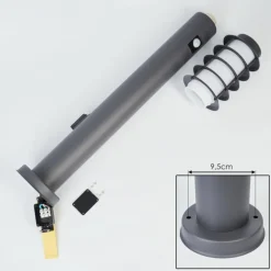 Borne lumineuse Tunes Anthracite, 1 lumière, Détecteur de mouvement