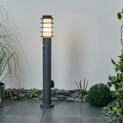 Borne lumineuse Tunes Anthracite, 1 lumière, Détecteur de mouvement