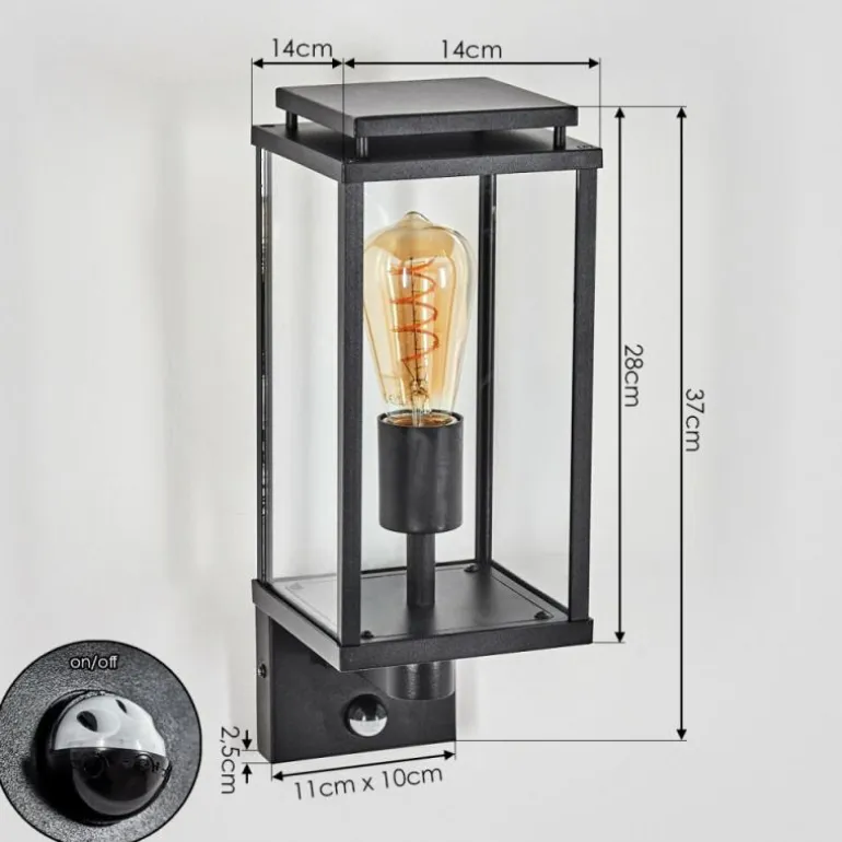 Cadafaes Lampe murale d´extérieur Noir, 1 lumière, Détecteur de mouvement