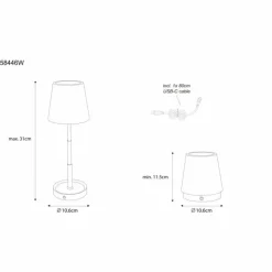 Luminaires Globo Lighting Éclairage Led|Carlos Lampe à poser LED Chrome, Blanc, 1 lumière