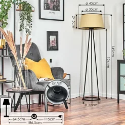 hofstein Lampadaires Et Lampes Sur Pied|Chellas Lampadaire beige, Noir, 1 lumière
