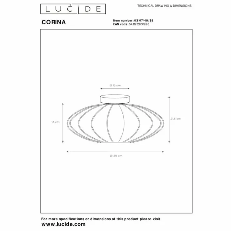 Luminaires Lucide Plafonniers|CORINA Plafonnier Beige, 1 lumière