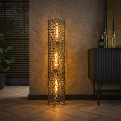 hofstein Lampadaires Et Lampes Sur Pied|Cortecega Lampadaire Noir, 3 lumières