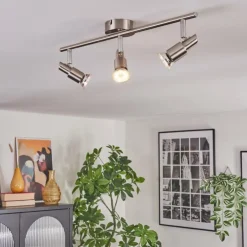 hofstein Spots Et Projecteurs|Crina Plafonnier, Spot de plafond Chrome, Nickel mat, 3 lumières