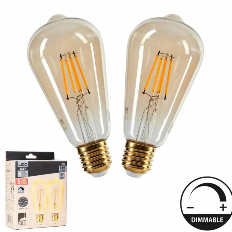 E27 Lot de 2 LED 6 watts 2200 kelvins 650 lumens