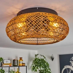 Fallhagen Plafonnier, Ventilateur de plafond lumineux Noir, 4 lumières, Télécommandes