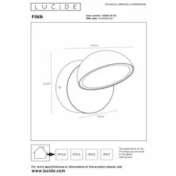 FINN Lampe murale d´extérieur Luminaires Lucide LED Noir, 1 lumière, Détecteur de mouvement
