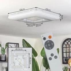 Flavlev Plafonnier LED Argenté, Blanc, 1 lumière, Télécommandes