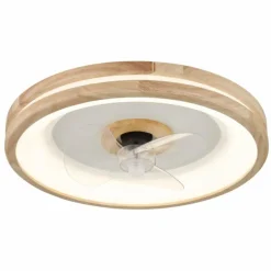 Gatian Ventilateur de plafond lumineux Luminaires Globo Lighting LED Brun foncé, Blanc, 1 lumière, Télécommandes