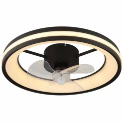 Gatian Ventilateur de plafond lumineux Luminaires Globo Lighting LED Noir, 1 lumière, Télécommandes
