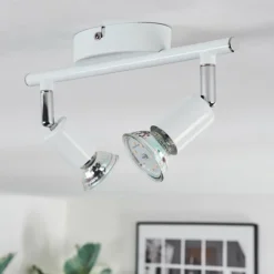 hofstein Spots Et Projecteurs|Gjedso Plafonnier, Spot de plafond LED Chrome, Blanc, 2 lumières