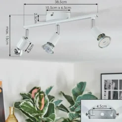 hofstein Spots Et Projecteurs|Gjedso Plafonnier, Spot de plafond LED Chrome, Blanc, 3 lumières