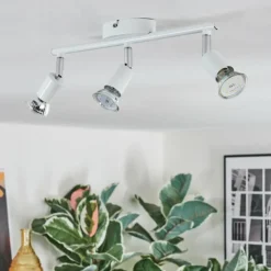hofstein Spots Et Projecteurs|Gjedso Plafonnier, Spot de plafond LED Chrome, Blanc, 3 lumières