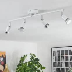 hofstein Spots Et Projecteurs|Gjedso Plafonnier, Spot de plafond LED Chrome, Blanc, 4 lumières