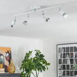 hofstein Spots Et Projecteurs|Gjedso Plafonnier, Spot de plafond LED Chrome, Blanc, 4 lumières