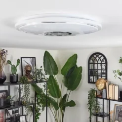 Gjevninge Plafonnier LED Argenté, Blanc, 1 lumière, Télécommandes