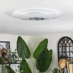 Gjevninge Plafonnier LED Argenté, Blanc, 1 lumière, Télécommandes