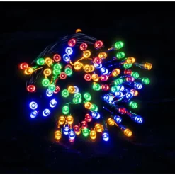 Guirlande Globo SOLAR LED Vert, Noir, 100 lumières, Changeur de couleurs