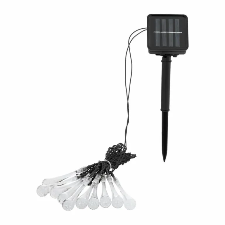 guirlande lumineuse solaire Eglo ICE LED Transparent, 10 lumières, Changeur de couleurs