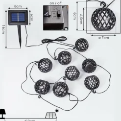 guirlande lumineuse solaire Torpo LED Noir, Blanc, 96 lumières