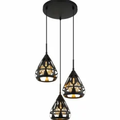 Luminaires Globo Lighting Suspensions|Hassan Suspension Noir, 3 lumières