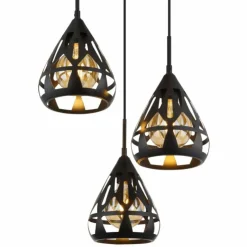 Luminaires Globo Lighting Suspensions|Hassan Suspension Noir, 3 lumières