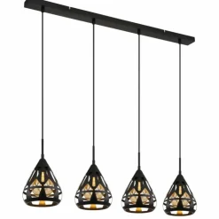 Luminaires Globo Lighting Suspensions|Hassan Suspension Noir, 4 lumières