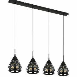 Luminaires Globo Lighting Suspensions|Hassan Suspension Noir, 4 lumières