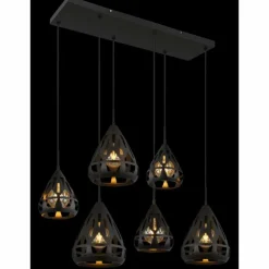 Luminaires Globo Lighting Suspensions|Hassan Suspension Noir, 6 lumières