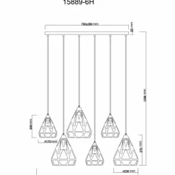 Luminaires Globo Lighting Suspensions|Hassan Suspension Noir, 6 lumières