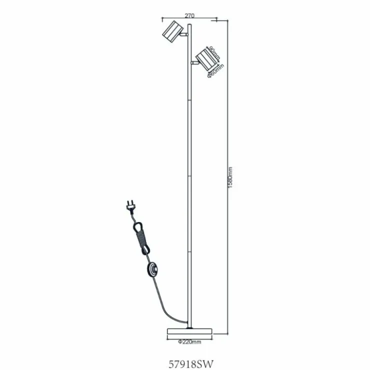 Luminaires Globo Lighting Lampadaires Et Lampes Sur Pied|James Lampadaire Blanc, 2 lumières